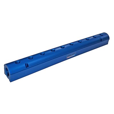 Manifold, Blue Aluminum (10) 1/4" Ports & 1"Inlets Smartflow# 8SA-10-2-2-Z
