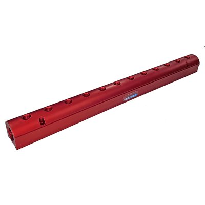 Manifold, Red Aluminum (12) 1/4" Ports & 1"Inlets Smartflow# 8SA-12-2-2-Y