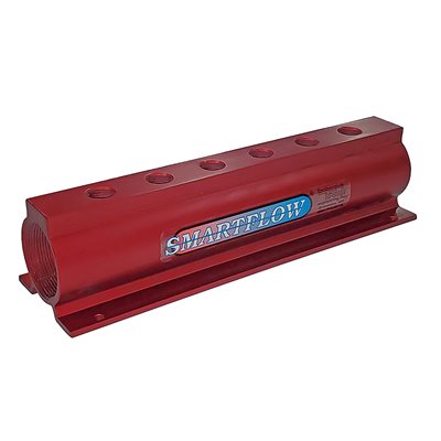 Manifold, Red Aluminum (6) 1/2" Ports & 2"Inlets Smartflow# 16SA-6-4-2-Y 
