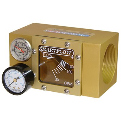 Flowmeter 2" NPT (F) 10-150 gpm Therm. 100 psi Pressure Guage